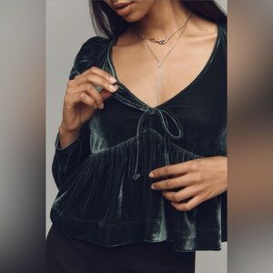 ✨ Anthropologie Velvet Babydoll Top Sz L